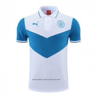 Camisola Polo del Manchester City 2022-2023 Azul Y Branco