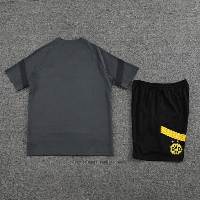 Fato de Treino Dortmund Manga Curta 2022-2023 Cinza - Calcas Curta